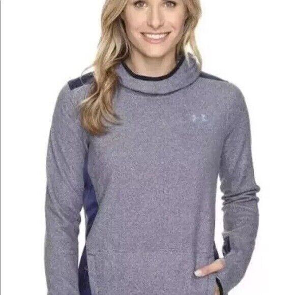 Under Armour Coldgear Sweatshirt Womens XS Grey Fleece Infrared Popover Hoodie - Picture 14 of 16